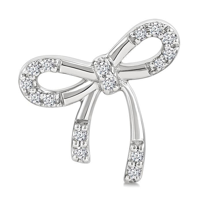 Silver Bow Diamond Fashion Earrings