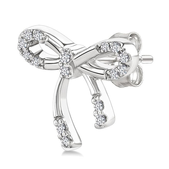 Silver Bow Diamond Fashion Earrings