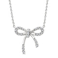 1/10 Ctw Bow Round Cut Diamond Fashion Pendant With Chain in Sterling Silver