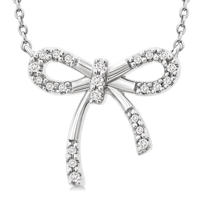 Silver Bow Diamond Fashion Pendant