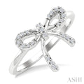 1/10 Ctw Round Cut Diamond Bow Fashion Ring in Sterling Silver