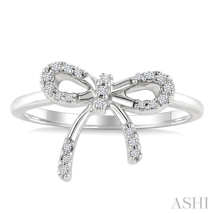 1/10 Ctw Round Cut Diamond Bow Fashion Ring in Sterling Silver