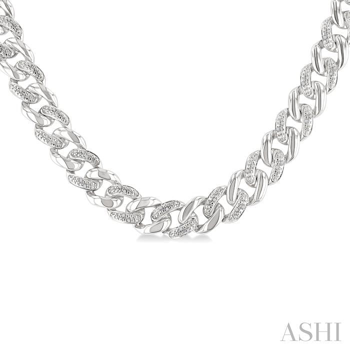 Silver Curb & Cuban Diamond Necklace