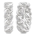 1/10 Ctw Round Cut Diamond Curb & Cuban Earrings in Sterling Silver
