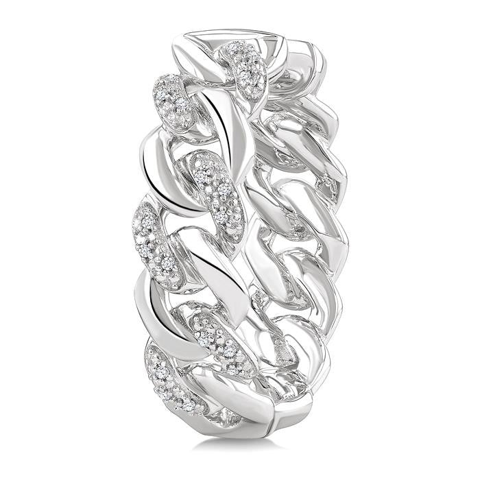 1/10 Ctw Round Cut Diamond Curb & Cuban Earrings in Sterling Silver