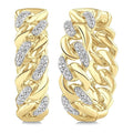 1/10 Ctw Round Cut Diamond Cuban Link Hoop Earrings in Yellow Gold Vermeil