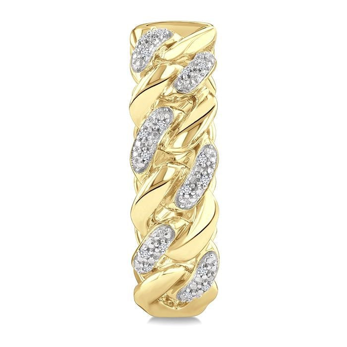 1/10 Ctw Round Cut Diamond Cuban Link Hoop Earrings in Yellow Gold Vermeil