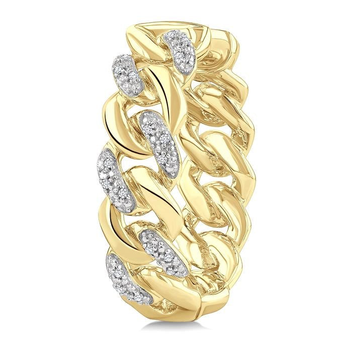 1/10 Ctw Round Cut Diamond Cuban Link Hoop Earrings in Yellow Gold Vermeil