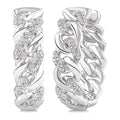 Silver Curb & Cuban Diamond Hoop Earrings