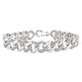 1/6 Ctw Round Cut Diamond Curb & Cuban Bracelet in Sterling Silver