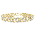 1/6 Ctw Round Cut Diamond Cuban Link Bracelet in Yellow Gold Vermeil
