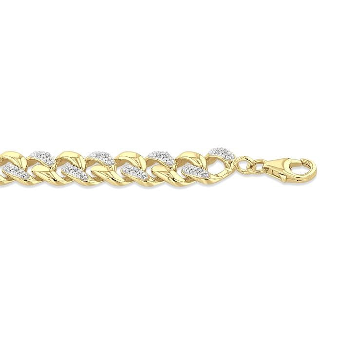 1/6 Ctw Round Cut Diamond Cuban Link Bracelet in Yellow Gold Vermeil