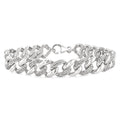 Silver Bold Curb & Cuban Diamond Bracelet