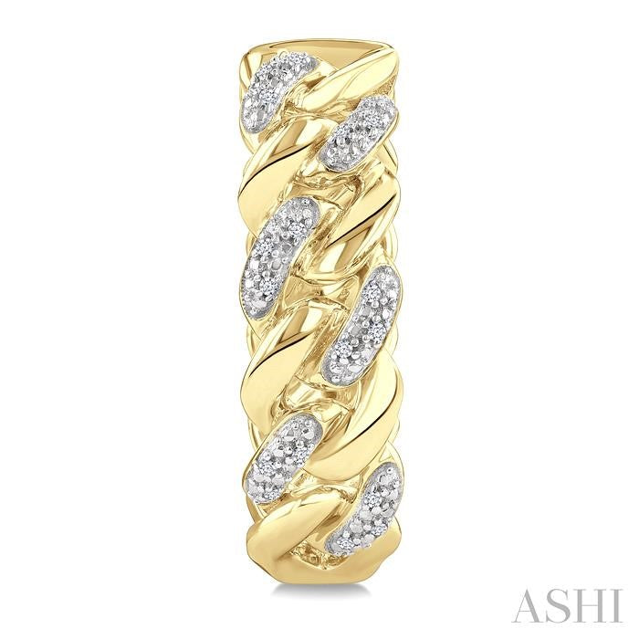 1/10 Ctw Round Cut Diamond Cuban Link Hoop Earrings in Yellow Gold Vermeil