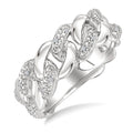 1/20 Ctw Round Cut Diamond Curb & Cuban Ring in Sterling Silver