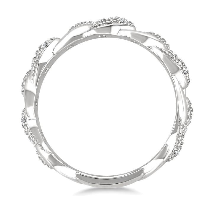 1/20 Ctw Round Cut Diamond Curb & Cuban Ring in Sterling Silver