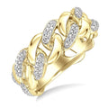 1/20 Ctw Round Cut Diamond Bold Cuban Link Ring in Yellow Gold Vermeil