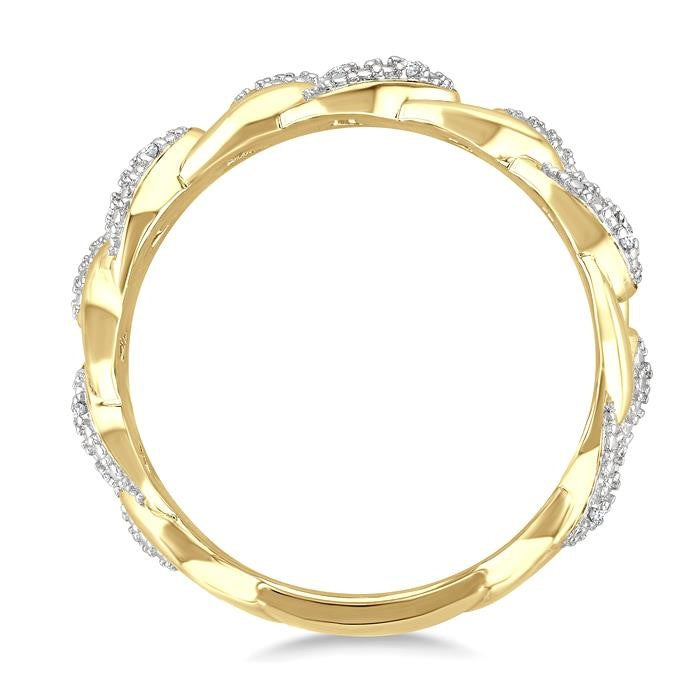 1/20 Ctw Round Cut Diamond Bold Cuban Link Ring in Yellow Gold Vermeil