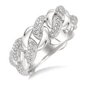 Silver Bold Curb & Cuban Diamond Ring