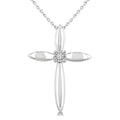 1/50 Ctw Round Cut Diamond Fashion Cross Pendant With Chain in Sterling Silver