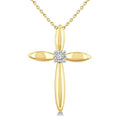 1/50 Ctw Single Cut Diamond Fashion Cross Pendant With Chain in Yellow Gold Vermeil