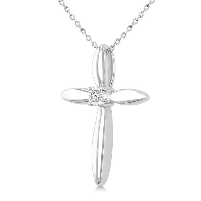 Silver Cross Diamond Fashion Pendant