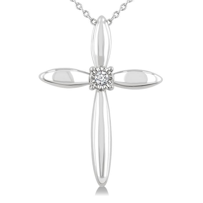 Silver Cross Diamond Fashion Pendant