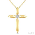 1/50 Ctw Single Cut Diamond Fashion Cross Pendant With Chain in Yellow Gold Vermeil