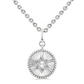 1/10 Ctw Round Fluted Medallion Round Cut Diamond Star of David Pendant With Chain in Sterling Silver