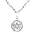 Silver Circle Star Of David Fluted Medallion Diamond Pendant