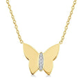 1/20 Ctw Butterfly Round Cut Diamond Fashion Pendant With Chain in Yellow Gold Vermeil