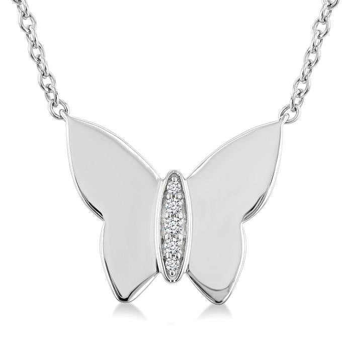 Silver Butterfly Diamond Fashion Pendant