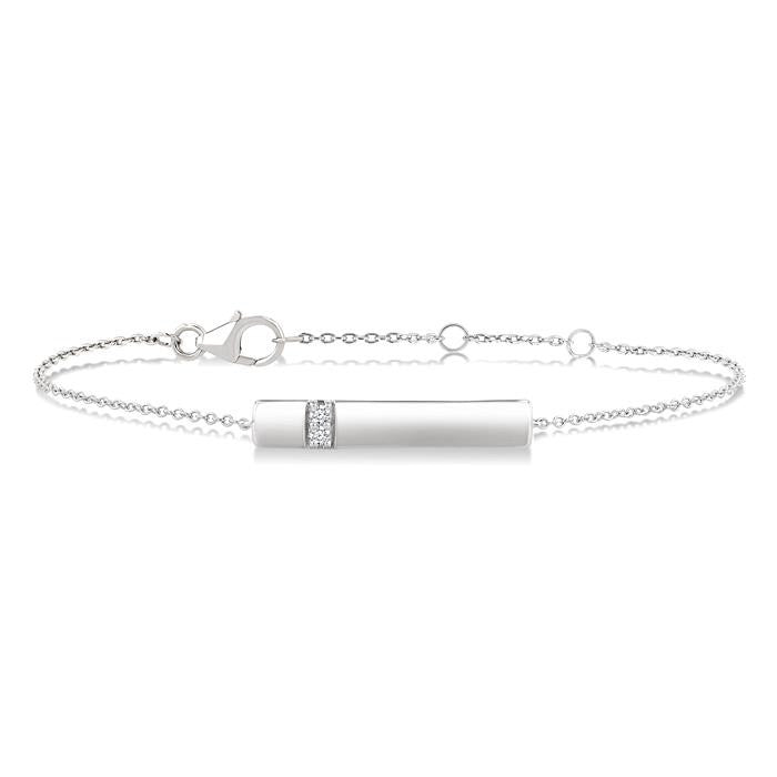 1/20 Ctw Horizontal Bar Round Cut Diamond Fashion Bracelet in Sterling Silver