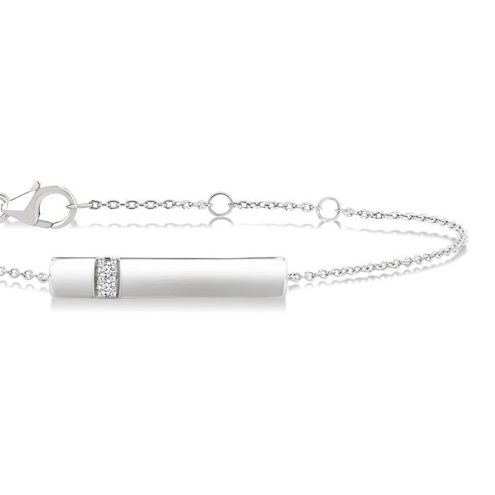 1/20 Ctw Horizontal Bar Round Cut Diamond Fashion Bracelet in Sterling Silver