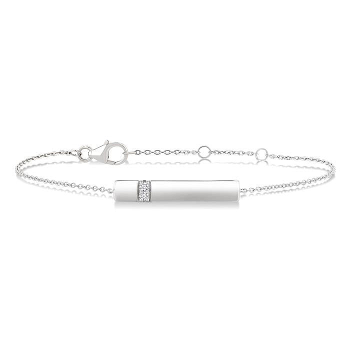 Silver Bar Diamond Fashion Chain Bracelet