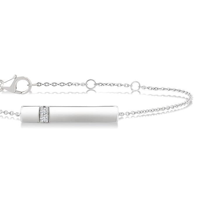 Silver Bar Diamond Fashion Chain Bracelet