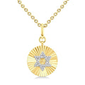 1/10 Ctw Star Of David Round Cut Diamond Pirouette Fluted Circle Medallion Pendant With Chain in Yellow Gold Vermeil