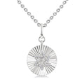 Silver Circle Star Of David Fluted Medallion Diamond Pendant