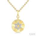 1/10 Ctw Star Of David Round Cut Diamond Pirouette Fluted Circle Medallion Pendant With Chain in Yellow Gold Vermeil