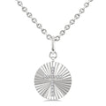 1/10 Ctw Round Fluted Medallion Round Cut Diamond Pirouette Cross Pendant With Chain in Sterling Silver