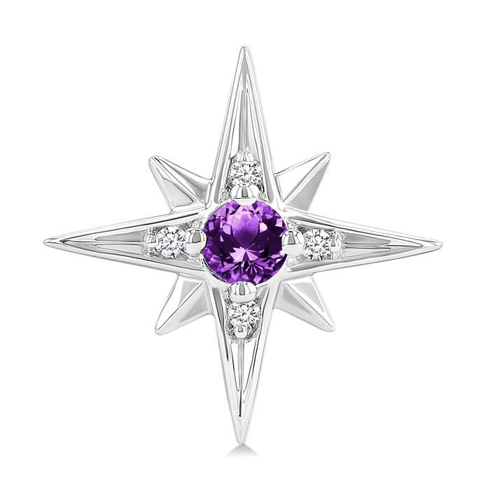 Silver Star Gemstone & Diamond Fashion Earrings