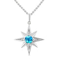 Silver Star Gemstone & Diamond Fashion Pendant