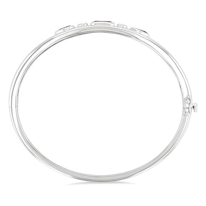 Silver Mixed Shape Gemstone & Diamond Bangle
