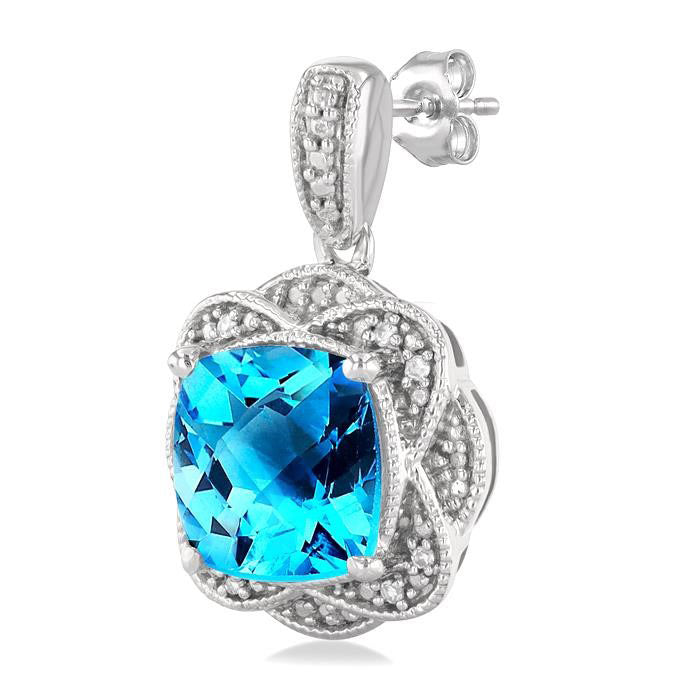 Silver Gemstone & Diamond Earrings
