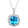 Halcyon Silver Cushion Shape Gemstone & Diamond Pendant