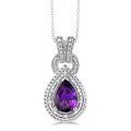 Ember Silver Pear Shape Gemstone & Diamond Pendant