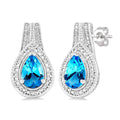 Silver Pear Shape Gemstone & Diamond Earrings