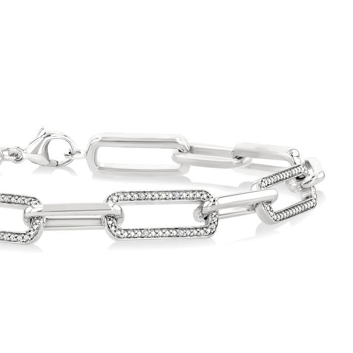 Silver Bold Paperclip Diamond Fashion Bracelet
