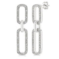1/10 Ctw Bold Round Cut Diamond Paperclip Earrings in Sterling Silver