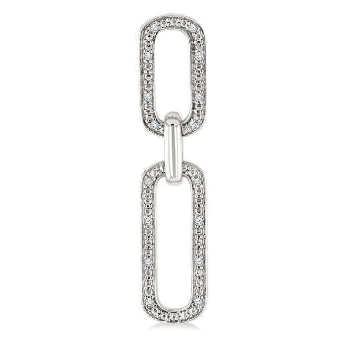 1/10 Ctw Bold Round Cut Diamond Paperclip Earrings in Sterling Silver